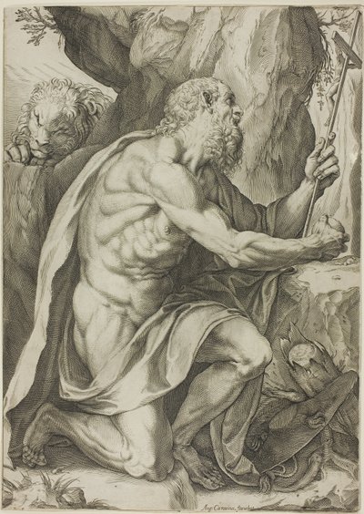 Heiliger Hieronymus in Buße von Agostino Carracci
