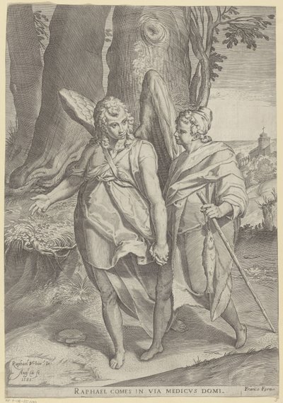 Tobias und der Engel von Agostino Carracci
