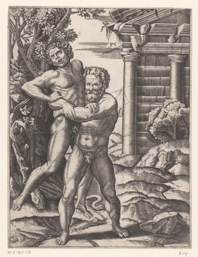 Herkules ringt mit Antäus von Agostino Veneziano
