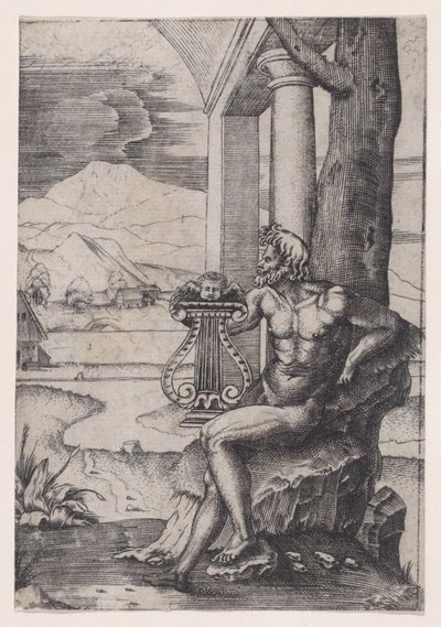 Mann mit einer Lyra, ca. 1514-36 von Agostino Veneziano