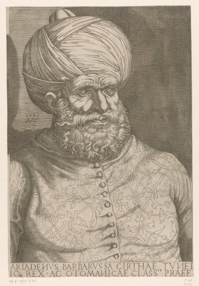 Porträt von Admiral Khair ad-Din Barbarossa von Agostino Veneziano