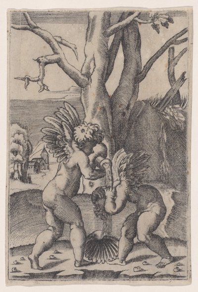 Zwei Cupidos, ca. 1519 von Agostino Veneziano