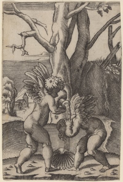 Zwei Lieben von Agostino dei Musi after Raphael