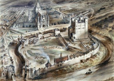 Rochester Castle, 15. Jahrhundert, ca. 1960er Jahre von Alan Ernest Sorrell