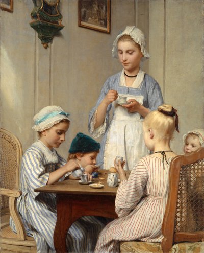 Kinder beim Frühstück, 1879 von Albert Anker