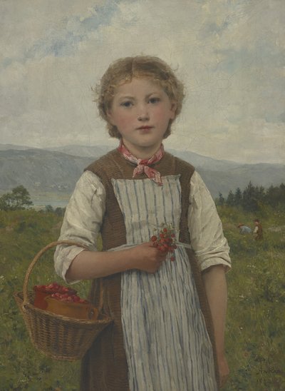 La Mariette aux fraises von Albert Anker
