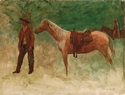Stehender Cowboy mit Pferd von Albert Bierstadt