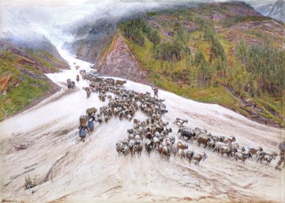 Der Ziegenhirte in den Schweizer Alpen von Albert Goodwin