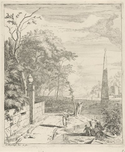 Landschaft mit einem Obelisken (Landschaften) von Albert Meyering