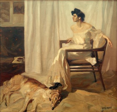 Dame mit Windhund von Albert Weisgerber