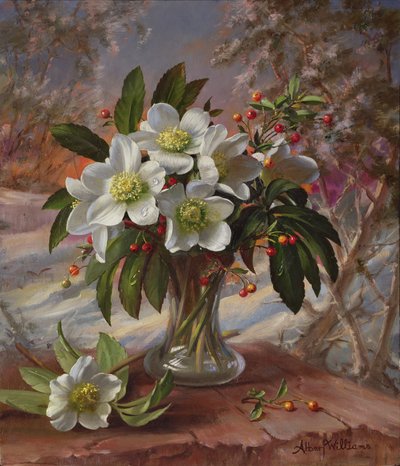 Blumen im Winterglanz (Panel) von Albert Williams