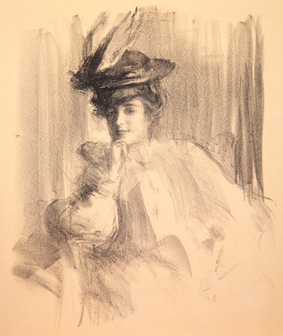 Lili mit einem Federhut, 1907 von Albert de Belleroche