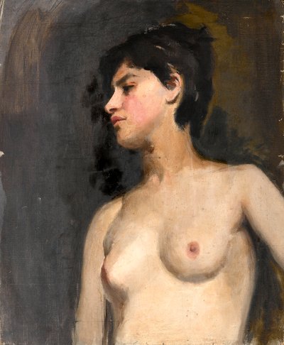 Weiblicher Halbakt. Schwarzer Hintergrund. Ca. 1880 von Albert de Belleroche