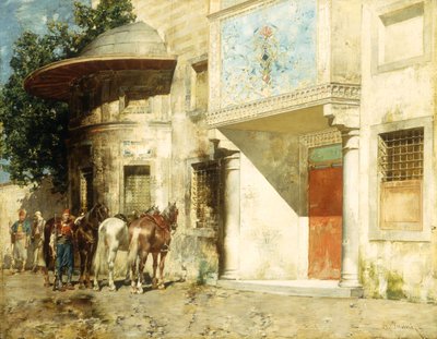 Vor der Moschee von Alberto Pasini