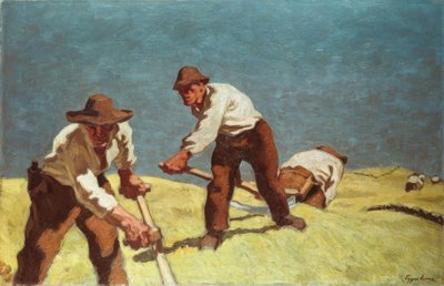 Mähende Bergbauern von Albin Egger Lienz