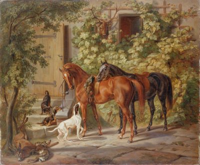 Pferde an der Veranda, 1843 von Albrecht Adam