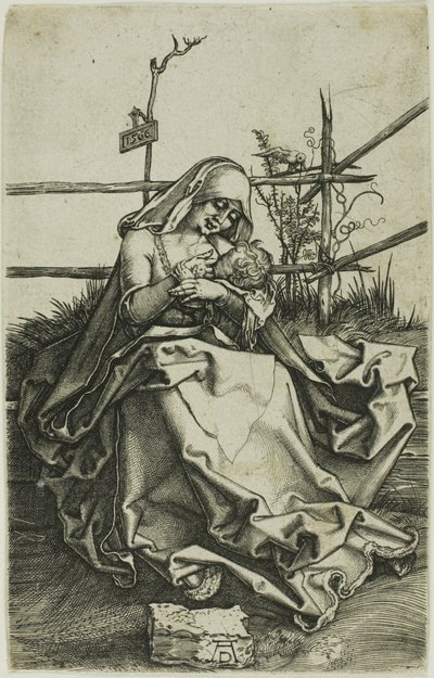 Madonna auf einer grasbewachsenen Bank von Albrecht Dürer