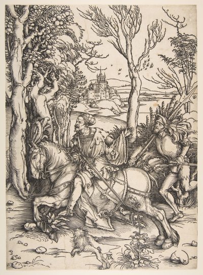 Der Ritter und der Mann in Rüstung von Albrecht Dürer