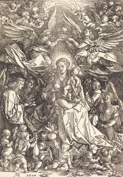 Die Jungfrau von vielen Engeln umgeben von Albrecht Dürer