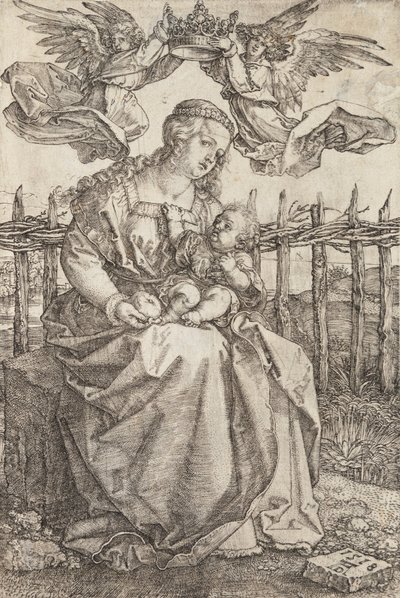 Jungfrau Maria von zwei Engeln gekrönt von Albrecht Dürer