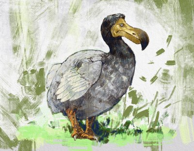Darstellung des ausgestorbenen Dodo-Vogels (Illustration) von Alessandro Lonati