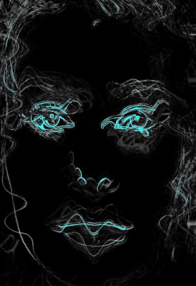 Blaue Augen Gesicht, 2020 von Alex Caminker