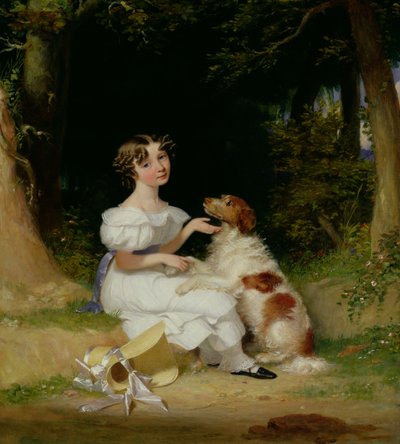 Ein junges Mädchen mit ihrem Spaniel von Alexander Mosses