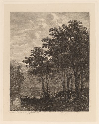 Bäume an einem Fluss von Alexandre Calame