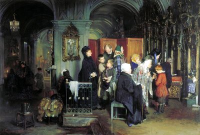 Vor der Beichte, 1877 von Alexei Ivanovich Korzukhin