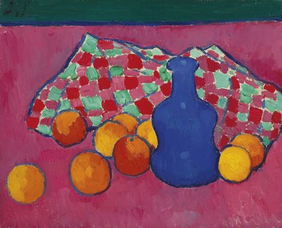 Blauer Vase mit Orangen, 1908 von Alexej von Jawlensky