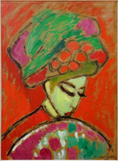 Mädchen mit Blumenhut von Alexej von Jawlensky
