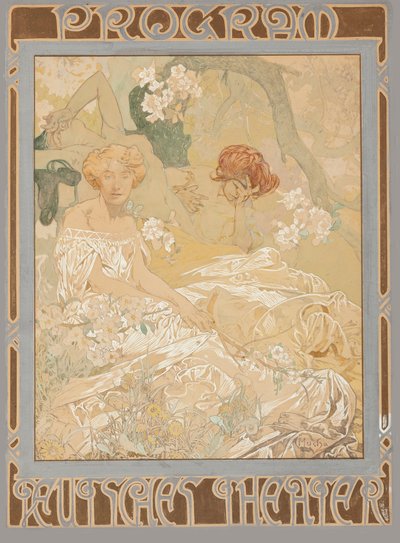 Deutsches Schauspielhaus. Theaterprogramm, 1908 von Alfons Marie Mucha