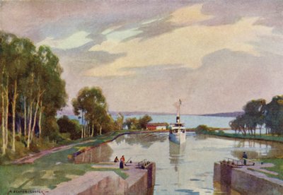 Schleusen von Sjötorp, Göta-Kanal von Alfred Heaton Cooper