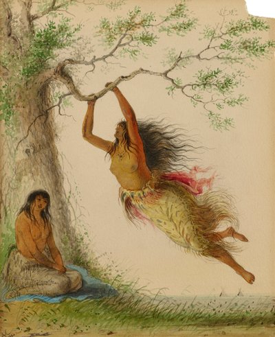 Indische Mädchen beim Schaukeln von Alfred Jacob Miller