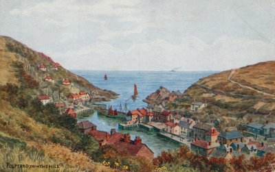 Polperro vom Hügel (Farblithografie) von Alfred Robert Quinton