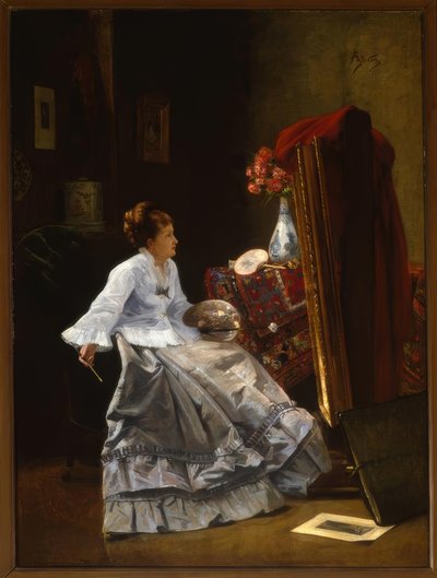 Dame an ihrer Staffelei von Alfred Emile Stevens