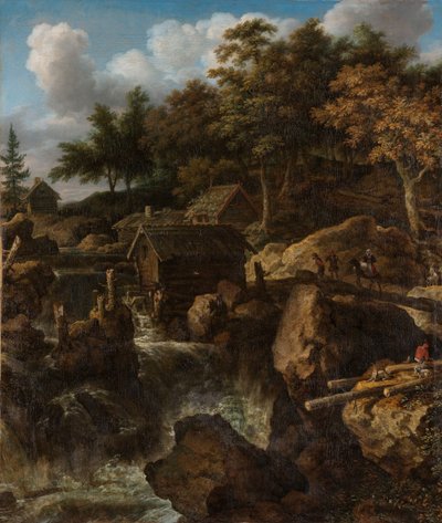 Schwedische Landschaft mit Wasserfall von Allaert van Everdingen