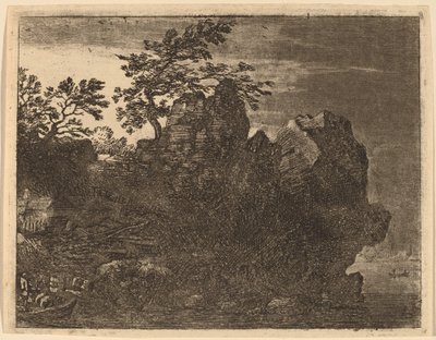 Großer Felsen am Fluss von Allart van Everdingen