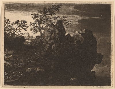 Großer Felsen am Fluss von Allart van Everdingen