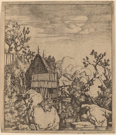 Mann auf einer kleinen Holzbrücke von Allart van Everdingen