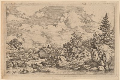 Drei Ziegen am Fluss von Allart van Everdingen