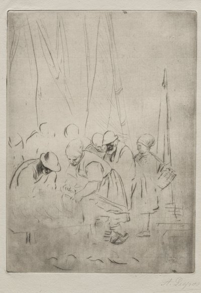 Fischer auf dem Kai in Boulogne von Alphonse Legros