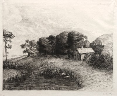 Landschaft mit Teich von Alphonse Legros