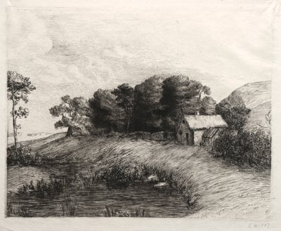 Landschaft mit einem Teich von Alphonse Legros