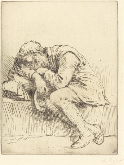 Schlafender Bettler Mendiant endormi von Alphonse Legros