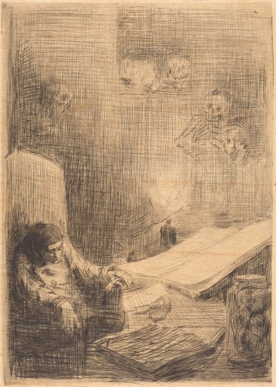 Der schlafende Gelehrte von Alphonse Legros