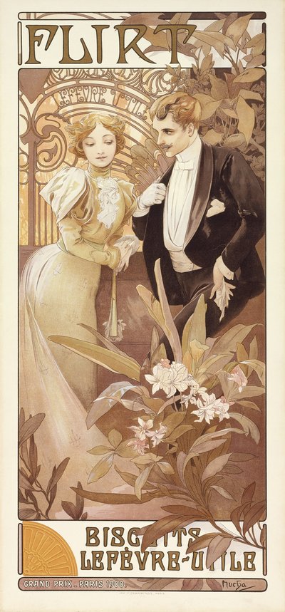 Flirt, ca. 1895-1900 von Alphonse Mucha