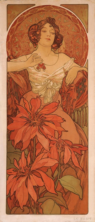 Rubin aus der Serie Die Edelsteine von Alphonse Mucha