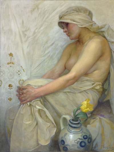 Sitzendes Mädchen, ca. 1914 von Alphonse Mucha