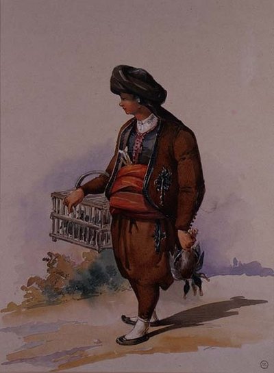 Ein Entenverkäufer, ca. 1855 von Amadeo Preziosi